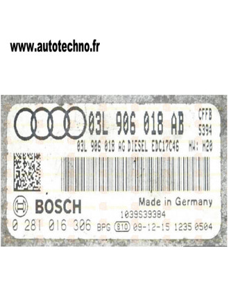 CALCULATEUR MOTEUR AUDI A3 2.0 TDI BOSCH 0 281 016 306, 03L 906 018 AB, EDC17C46