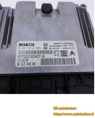 CITROEN PEUGEOT 1.6 HDI BOSCH 0 281 012 985, 0281012985, 96 612 043 80, 9661204380, 9653958980, EDC16C34