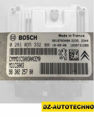 Bosch MD1CS003 ECU – 0281035332 / 98 302 256 80 – Peugeot Citroën 1.5 BlueHDi