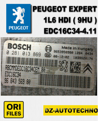 ECU Software File for Peugeot Expert 1.6 HDi (9HU) – EDC16C34-4.11 – 9664356980